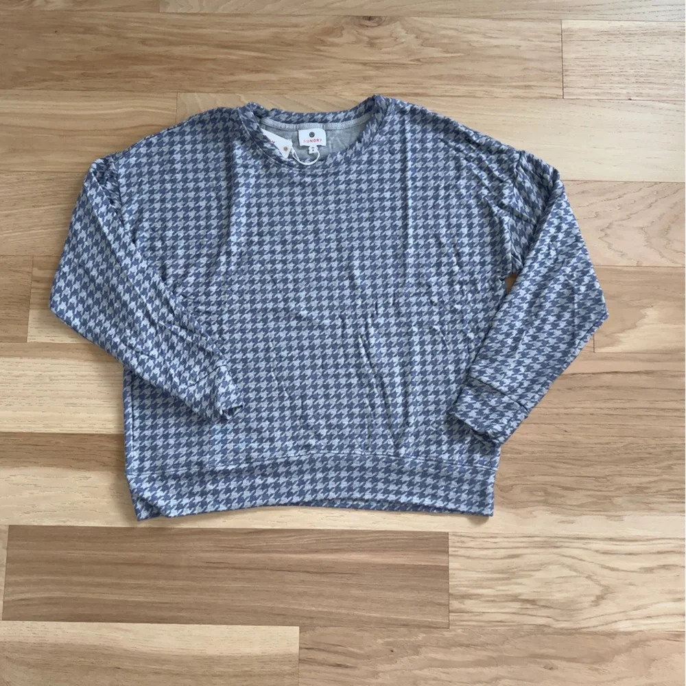 Anthropologie Sundry pullover Houndstooth Sweater size‎ M in gray/purple - Picture 5 of 10